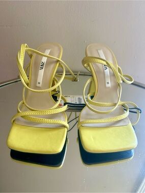 Zara strappy heels with square toe